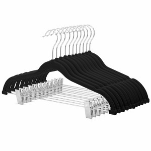 HOUSE DAY Velvet Skirt & Pant Hangers with Adjustable Clips Black 24 Pack - 1 of 4