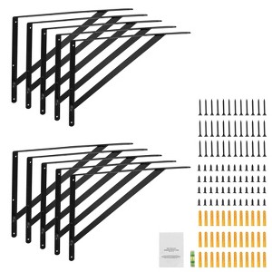 VEVOR Shelf Bracket, 12 x 8 in 10 Pcs,Heavy Duty Floating Shelf Brackets, Brackets for Shelves,3mm Thick Matte Black Triangle Shelf Bracket,Black - 1 of 4