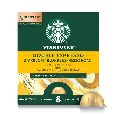 Starbucks by Nespresso Vertuo Line Blonde Espresso Double Shot Light Roast Coffee Pods - 8ct
