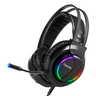 Insten Gaming Headset with Microphone & RGB LED, 3.5mm Wired Over-Ear Mic Headphones for PS4, PS5, PC, Xbox Controller, Nintendo Switch, Black