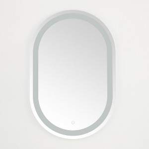 Crosby 24" Aluminum LED Oval Mirror - LMR1002 - Silver/White - Safavieh - 1 of 4