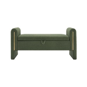 GDFStudio Rusk Modern Upholstered Storage 52" Ottoman, Teddy Bench with Armrest and Pull-Ring - 1 of 4