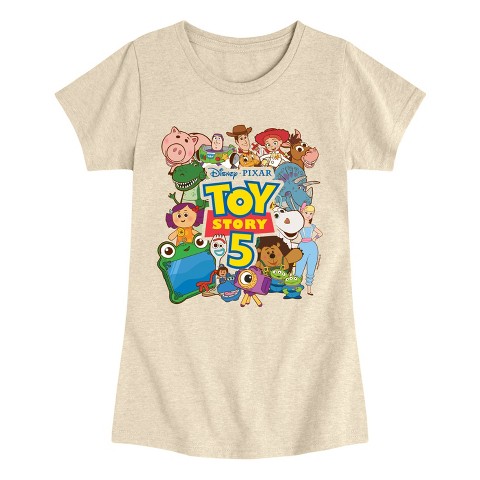 Toy Story Girls' Toy Story Character Collage Fitted Short Sleeve Graphic T-Shirt - Birch - Small