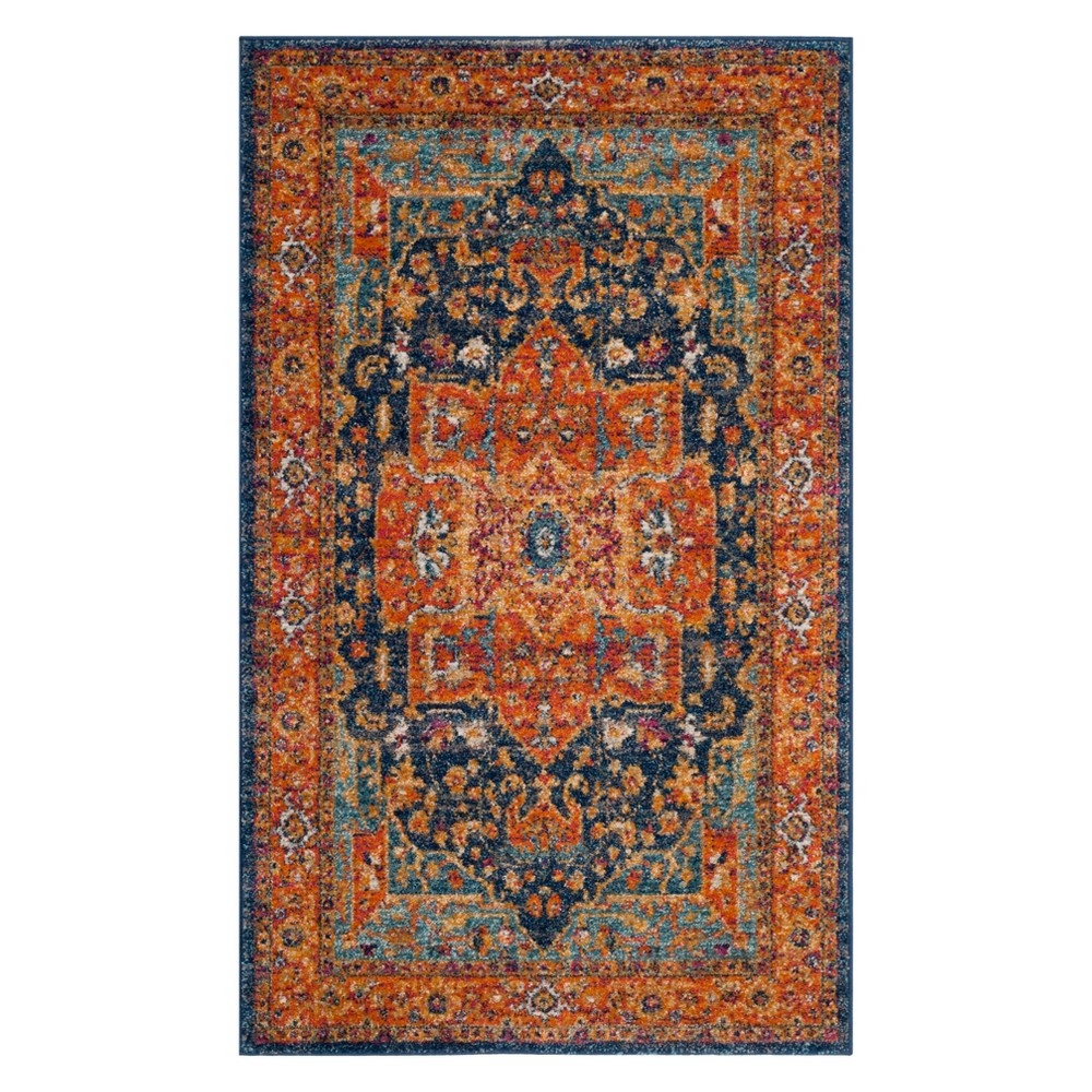 2'2inx5' Medallion Runner Blue/Orange - Safavieh