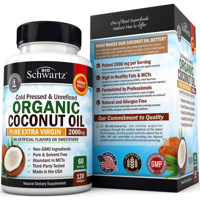 Coconut Oil Softgels, Bioschwartz, 120ct, 4 of 6