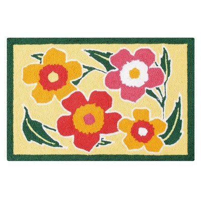 1'10"x2'10" Rectangle Hooked Floral Accent Rug Multicolored - C&F Home