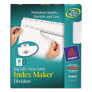 Avery Print & Apply Clear Label Dividers w/White Tabs 8-Tab Letter 5 Sets 11493 - 1 of 4