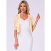 Allegra K Women's Evening Wedding Half Sleeve Ruffle Hem Elegant Lace Cardigan - 4 of 4