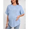 Women's Maternity Dolman Top Short Sleeve Loose Fit Pregnancy Comfort Casual Blouse - 2 of 4