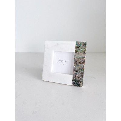 Rainbow Mother of Pearl White Marble Picture Frame 3x3