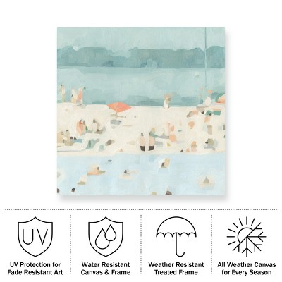 Emma Scarvey Coastal Landscape Turquoise and White Canvas Print with Weather Treated Wood Frame