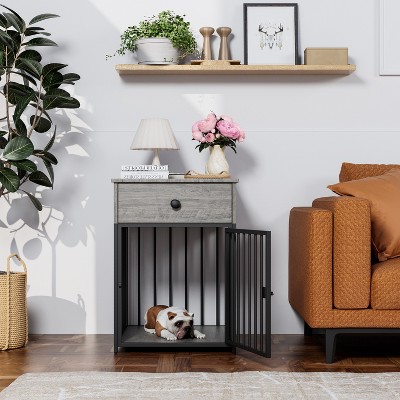 Dog Crate Furniture, Dog House Kennel for Small Dog, Indoor Pet Crate End Table with Drawer, (Entrance 16.6"Wx17.7"H)