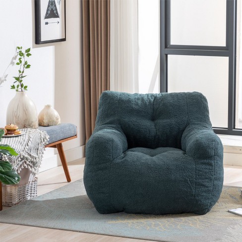 Panpan Bean Bag Chairs with Memory Foam,37 W Green Teddy Bean Bag  Chair,Fluffy Lazy Sofa-The Pop Maison