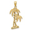 Black Bow Jewelry 14k Yellow Gold Polished and Textured Double Palm Trees Pendant - 3 of 4