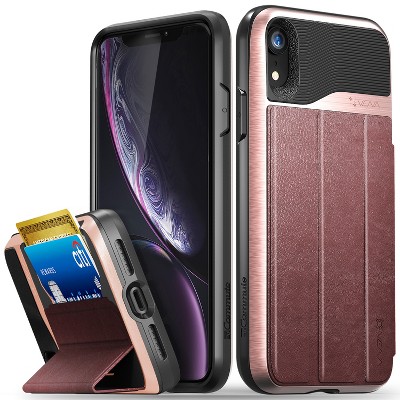 Vena vCommute for Apple iPhone XR Wallet Case, Leather Flip Cover with Card Slot and Kickstand