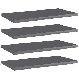vidaXL Sleek High Gloss Gray Bookshelf Boards, 15.7"x7.9"x0.6", Engineered Wood, Set of 4 - 1 of 4