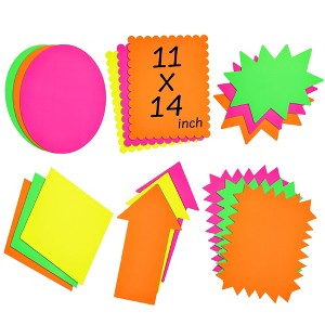 Juvale 18 Piece Neon Poster Board Cutouts, 6 Starburst Shaped Signs for School Projects, Decorating Supplies, Sales, 11 x 14 In - 1 of 4