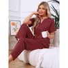 INSPIRE CHIC Womens Silky Pajama Sets Soft Lounge Sets Summer Pajamas Satin Short Sleeve V-neck - 3 of 4