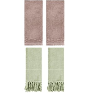 REGALWOVEN 4 Packs Cotton Absorbent Soft Turkish Hand Towels with tassel for Bathroom - 1 of 4