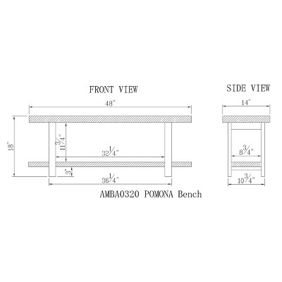 Pomona Rustic Industrial Solid Pine and Metal Bench with Storage