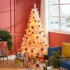 HOMCOM 6 FT Tall Pre-Lit Douglas Fir Artificial Christmas Tree with Realistic Branches, 250 Warm White LED Lights and 1000 Tips, Pink - 2 of 4