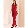 INSPIRE CHIC Women's Casual Sleeveless Shawl Collar Office Belted Cropped Jumpsuit - 2 of 4