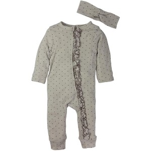Studio 3 Baby/Infant Girls' One Piece Ruffled Romper and Headband Set - 1 of 4