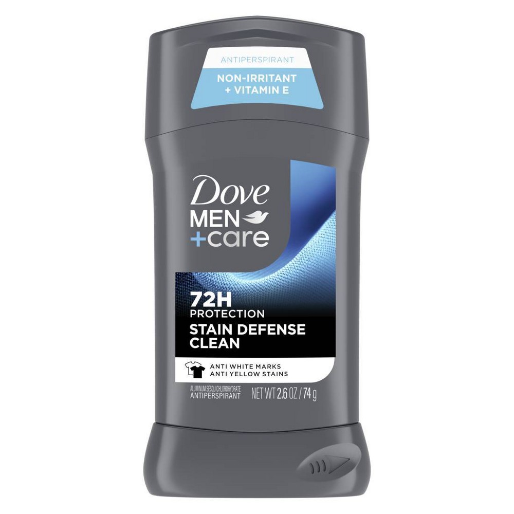 Dove Men+Care Stain Defense Clean 48-Hour Antiperspirant & Deodorant Stick - 2.6oz: Dye-Free, Invisible Solid