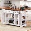 Ridstar 53 in. W Mobile Kitchen Cart with 5 Open Shelves, 3 Drawers & 2 Tempered Glass Cabinet Doors-White - 2 of 4