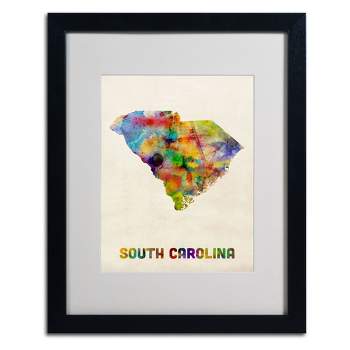 Trademark Fine Art -Michael Tompsett 'South Carolina Map' Matted Framed Art