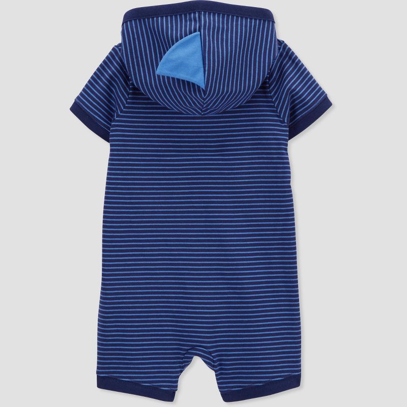 Carter&#39;s Just One You&#174; Baby Boys&#39; Striped Shark Hooded Romper - Blue, 3 of 6