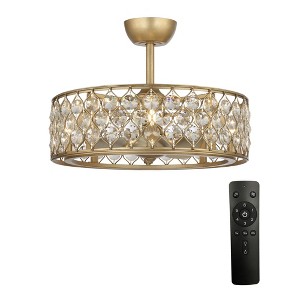 Parrot Uncle 25" Antique Brass Modern LED Ceiling Fan with Lights and Remote Control Bladeless Ceiling Fans - 1 of 4