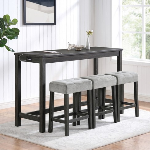 Lovmor Bar Table Set With Power Outlet Bar Table And Chairs Set 4 Piece Dining Table Set Industrial Breakfast Table Set Target