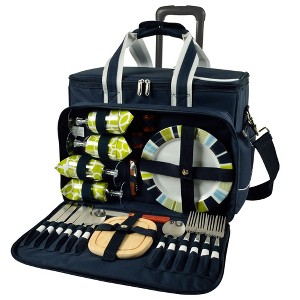 Picnic at Ascot Soft Sided Rolling Cooler with Four Person Picnic Set - 1 of 4