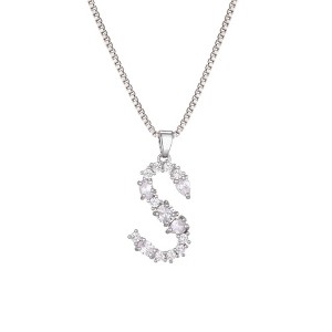 Adornia Silver Plated Mixed Stone Crystal Initial Necklace - 1 of 3