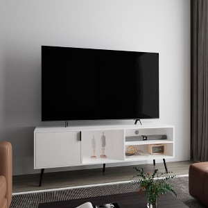 63" FSC Certified Engineered Wood TV Stand with 1 Door and 3 Shelves for Media Storage for Living Room and Bedroom - 1 of 4