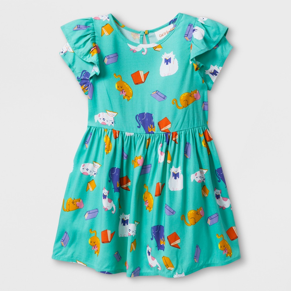 petiteToddler Girls' Short Sleeve Cat A-Line Dress - Cat & Jack Iridescent Green 2T was $14.99 now $6.74 (55.0% off)