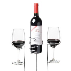 True Picnic Stix Wine Glass & Bottle Holders - Outdoor Wine Glass Beer Cup Drink Holder  - Set of 3 (Pack of 1), Fits 2 Glasses and 1 Bottle, Metallic - 1 of 4