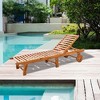 Resenkos Lounge Chair Outdoor, Patio Lounge Chair,Outdoor Folding Chaise Lounge Chair Recliner with Wheels, Acacia Wood Frame - Teak Color - 2 of 4