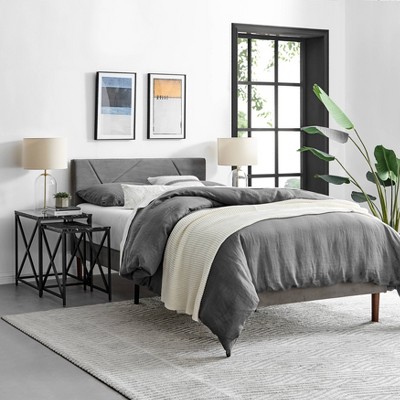 Modern Faux Marble and Black Metal Nesting End Table Set