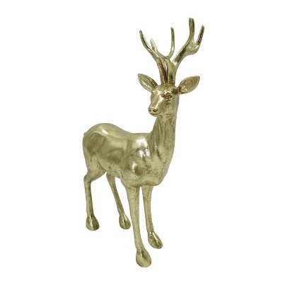 Transpac Golden Reindeer Decor Resin Figurine for Christmas Tabletop Decoration Animal Figurine Indoor Use Gift Giving and Hostess Gifts  Spot or Wipe