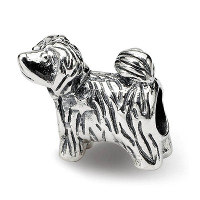Black Bow Jewelry Sterling Silver Puppy with Tail Wagging Bead Charm