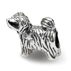 Black Bow Jewelry Sterling Silver Puppy with Tail Wagging Bead Charm - 1 of 3