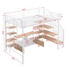 Full Size Metal Loft Bed with Staircase, Low Storage Table and Storage Shelves - ModernLuxe - 3 of 4