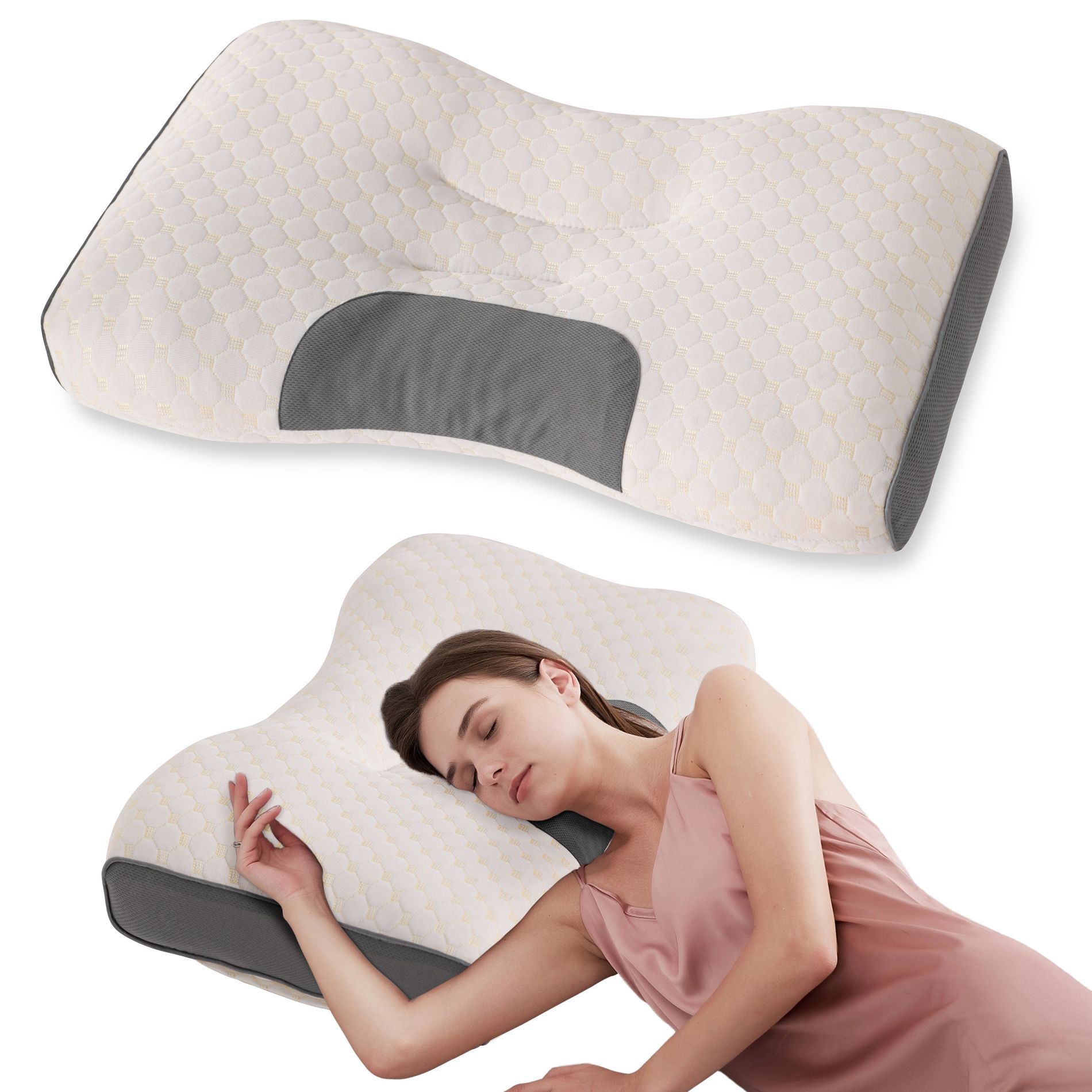 Cervical Comfort Pillows, Ergonomic & Supportive Pillow for Side, Back, Stomach Sleepers