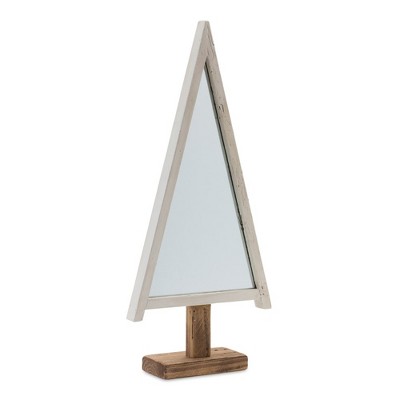 Set of 2 White and Silver Framed Mirror Pine Trees