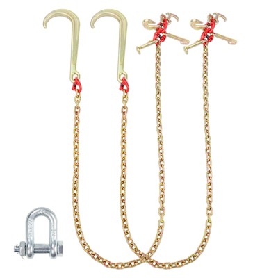 3/8" X 10ft G70 Transport Chain With 2 Slip Hooks - Heavy Duty Binder Chain For Trailers & Hauling