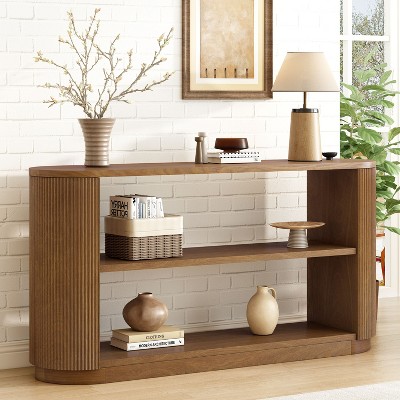 NicBex Modern 3-Tier Console Table with Fluted Curved Corners,Minimalist Entryway Table for Study,Hallway,Living Room