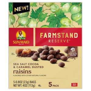 Sun-Maid Farmstand Reserve Sea Salt Cocoa & Caramel Dusted Raisins - 4oz/5ct - 1 of 4