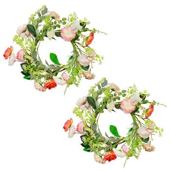 AuldHome Design Greenery Candle Wreaths, 2pk; Holiday Seasonal and Wedding Decor Candle Rings